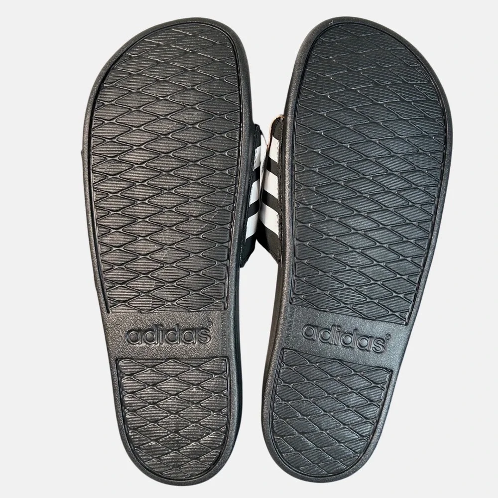 Adidas Adilette Comfort Slides Black White Mens 12 Womens 13 JS4313 Sandal